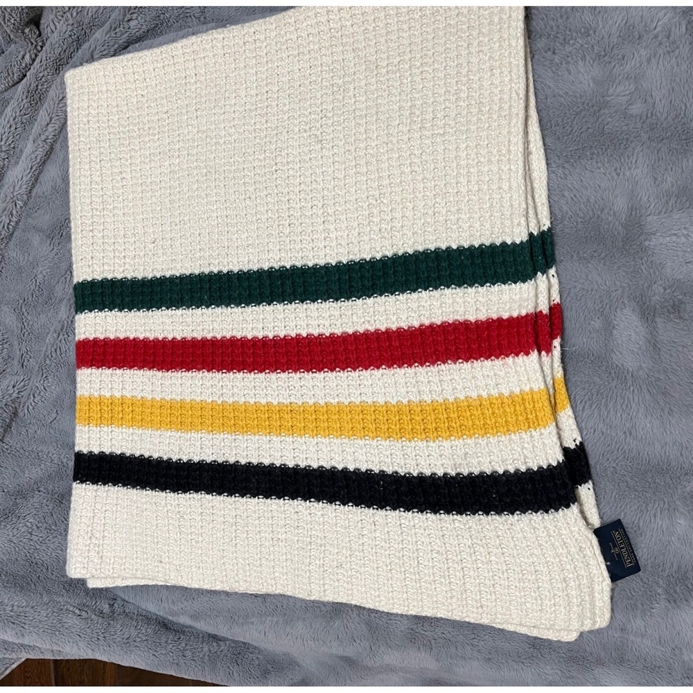 Pendleton Wool Blanket Scarf Cream Multi Stripe Native American Inspired 45X60